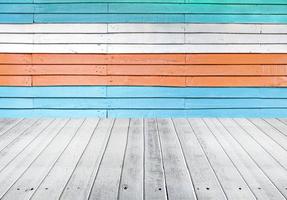 Colorful Wooden Plank Wall in the Room - Texture Background photo