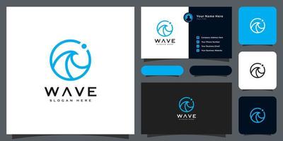 Wave circle logo vector design and business card