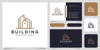 building real estate logo vector line style and business card