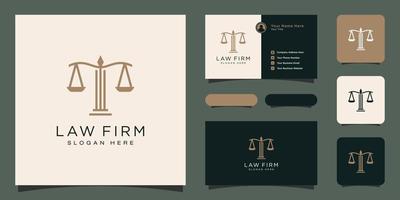 símbolo abogado abogado defensor plantilla estilo lineal empresa logotipo y tarjeta de visita