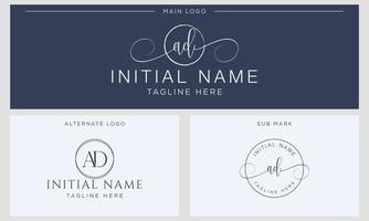 A D AD Initial handwriting signature logo template vector. Hand lettering for designs vector