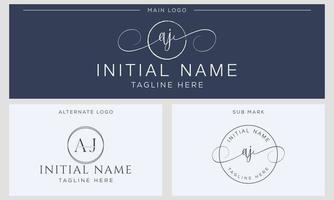 A J AJ Initial handwriting signature logo template vector. Hand lettering for designs vector