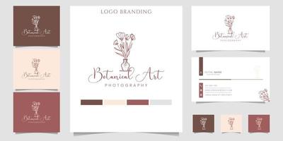 Beauty logotype with botanical ornaments with business card template Vector