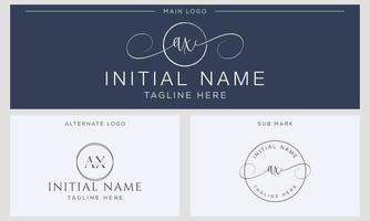 A X AX Initial handwriting signature logo template vector. Hand lettering for designs vector