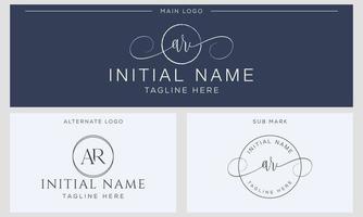 A R AR Initial handwriting signature logo template vector. Hand lettering for designs vector