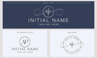 A P AP Initial handwriting signature logo template vector. Hand lettering for designs vector