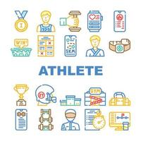 Athlete Sport Equipment And Award Icons Set Vector