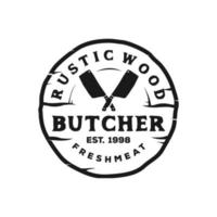 Vintage Retro Butcher shop label logo design template illustration vector