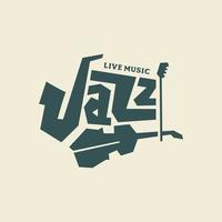 tipografía del logo de la fiesta de música jazz y diseño de placa. vector