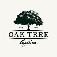 Vintage Oak Tree logo design template illustration vector