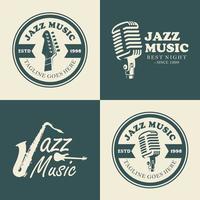 logo de la fiesta de música jazz y diseño de placa. vector