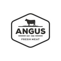 Retro Vintage Cow Angus Beef Emblem Label Cattle logo design vector