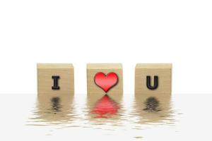 3D illustration I Love You on the wooden box photo