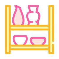 pots on shelf color icon vector illustration