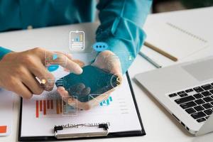 Digital transformation technology strategy,the transformation of ideas and the adoption of technology in business in the digital age, enhancing global business capabilities. photo