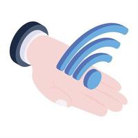 Wireless connection, icon of wifi service in isometric style vector