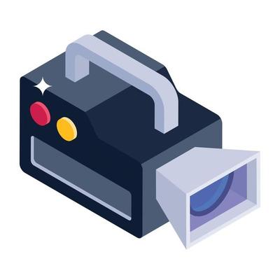 Video recorder, isometric icon of camcorder