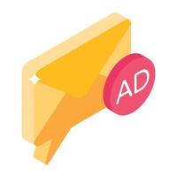 3d isometric icon design of advertising mail vector