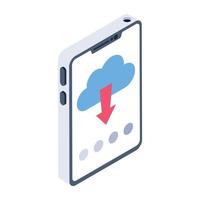 Internet data storage, isometric icon of cloud downloading vector