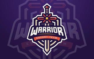 plantilla de logotipo de esports guerrero profesional con espada para equipo de juego o torneo de juego vector