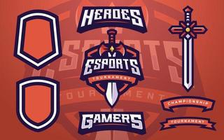 Esports Logo Template Creator with Sword for Gaming Team vector