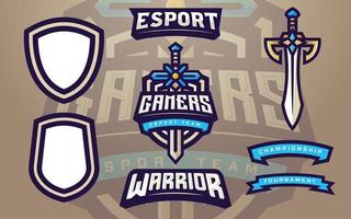 creador de plantillas de logotipo de jugadores de esports con espada para equipo de juego vector