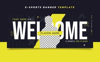 plantilla de banner de juego de esports de nuevo jugador para redes sociales vector