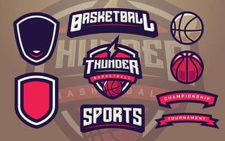 Thunder Basketball Club Logo Template Creator for Sports Team vector