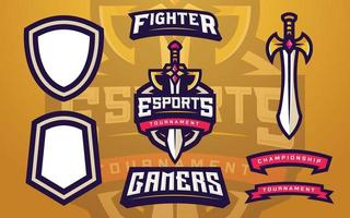 Esports Logo Template Creator with Sword for Gaming Team vector