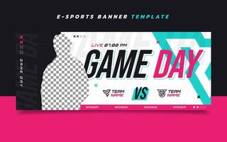 plantilla de banner de juegos de esports del día del juego con logotipo para redes sociales vector