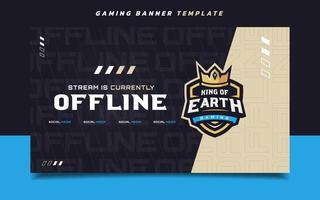 Stream Offline Gaming Banner Screen Template with Logo for Social Media vector