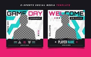 plantilla de diseño de publicación de redes sociales del día del juego de juegos de esports vector