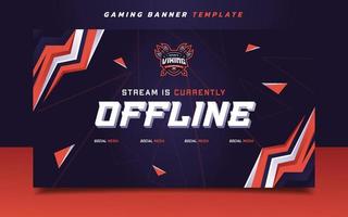 Stream Offline Gaming Banner Screen Template with Logo for Social Media vector