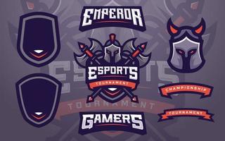 creador de plantillas de logotipo de jugadores de esports con hacha y casco para equipo de juego vector