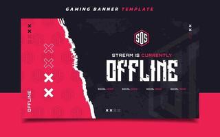 Stream Offline Gaming Banner Screen Template with Logo for Social Media vector
