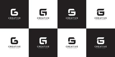 conjunto de plantilla de diseño de logotipo de vector abstracto de letra inicial g. icono de concepto tipográfico creativo