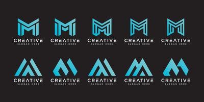 set of initials letter M abstract logo vector design