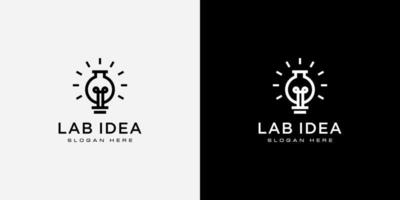 diseño de vector de logotipo de idea de bombilla de laboratorio