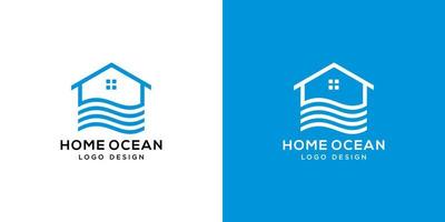 diseño de vector de logotipo de océano de casa