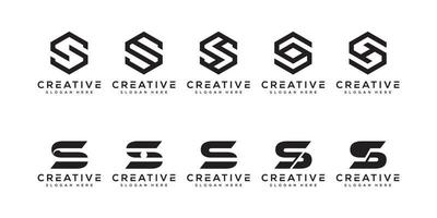 set of Initial letter S hexagon Logo design vector