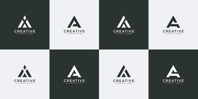 SET OF initial letter A logo vector mono line