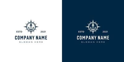 anchor and compass logo design vector