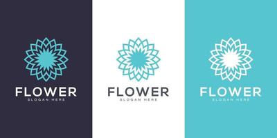 Flower logo design with line art style. logos can be used for spa, beauty salon, decoration, boutique. and business card vector