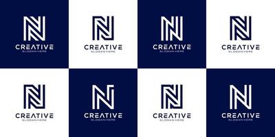 Set of initial N abstract logo vector template