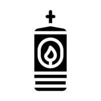 lamp with burning candle glyph icon vector illustration