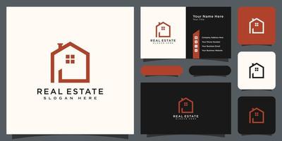 build house logo with line art style. home build abstract for logo and business card design vector