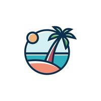 Tropical beach sunset landscape Premium Vector