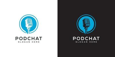 diseño de vector de logotipo de chat de podcast