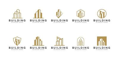 conjunto de edificio logo edificio de la ciudad vector