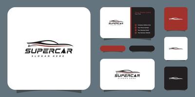diseño de vector de logotipo de línea de coche y tarjeta de visita